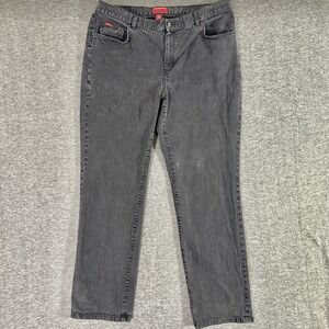 Chaps Jeans Womens‎ Size 16 Black Delaney Straight Leg High Rise Denim Pants